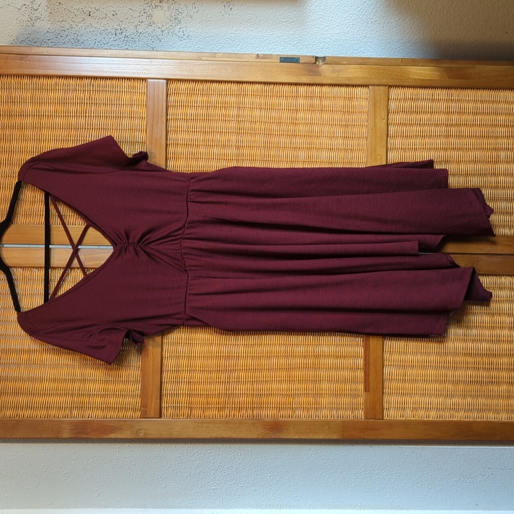Torrid 1X burgundy asymmetrical dress